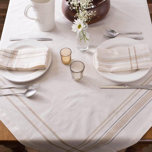 DII French Stripe Tabletop Collection Farmhouse Style Dining Table Linen Napkin Set, 20x20, White Chambray, 6 Piece...