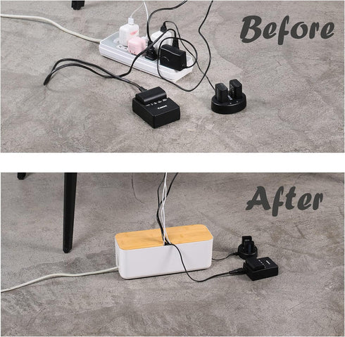 Changsuo Cable Management Box Small White, Extension Cord Organizer for Power Stripe Surge Protector Wire Management Concealer Cover Hider for Des...