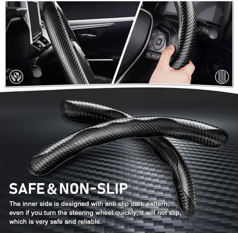Cartist Carbon Fiber Steering Wheel Cover - Anti-Slip, Comfortable Grip for Men/Women - Durable, Universal Car Accessory (Black)...