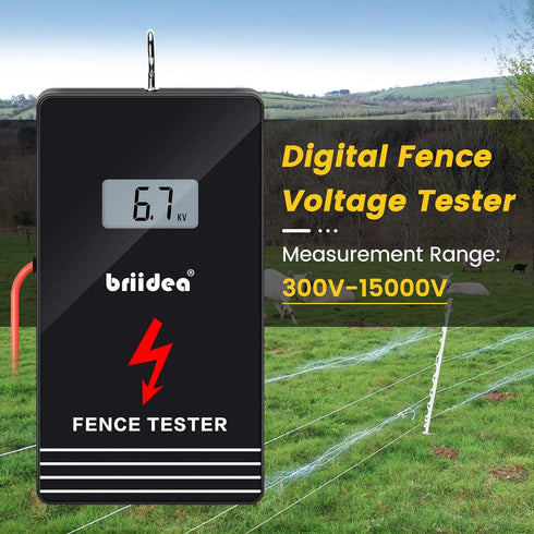 Electric Fence Tester, Briidea 300V-15000V Electric Fence Voltage Tester with LCD Large Display and Low Battery Reminder, Designed for Your Fence ...