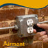 AP-12096, 4" Square Duplex Receptacle Electrical Box Cover, 1/2" Raised, Exposed Work, Galvanized Steel, Crushed Corners...