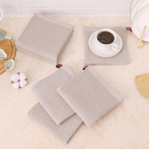 Cotton Kitchen Dish Cloths, 6 Pack Super Absorbent and No Lint Waffle Weave Dish Towels, Fast Drying Dish Rags for Washing Dishes, 12 x 12 Inch, M...