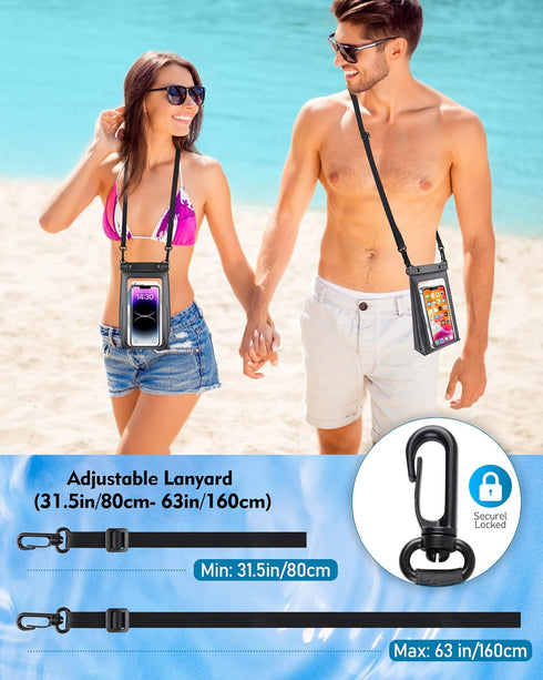 Large Waterproof Phone Pouch Universal Phone Waterproof Case for Phone IPX8 Water Proof Dry Bag with Wide Lanyard Large Capacity Waterproof Bag fo...