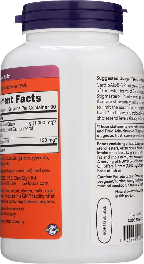 NOW FOODS SPO Beta-Sitosterol Plant Sterols with Fish Oil, 180 Count...
