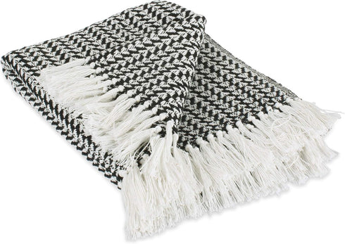 DII Arrowhead Woven Throw, 50x60 with 3" Fringe, Black, 1 Piece...