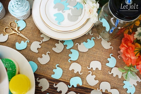 Baby Shower Blue Elephant Confetti Decorations Boy Scatter for Baby Shower Button Birthday Theme Party Supplies Gender Reveal Party Decoration (Bl...