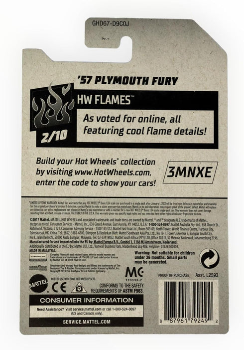 Hot Wheels 2020 Hw Flames '57 Plymouth Fury, White 168/250...