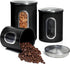 Mixpresso 3-Piece Black Canisters Sets For The Kitchen, Airtight Canister Set With See Through Window, Storage Jars for Coffee Container, Tea Orga...