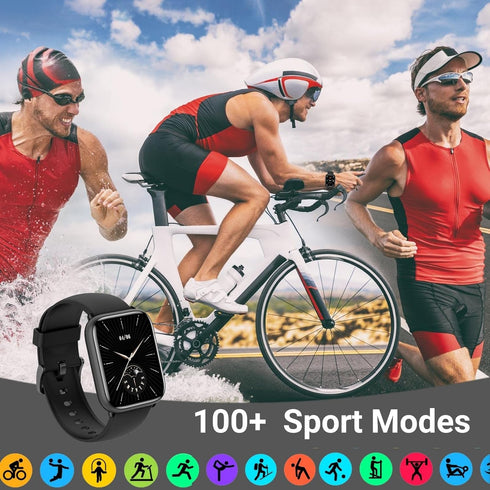Smart Watch for Men Women, 1.8" Touch Screen, 100+ Sport Mode Activity Fitness Tracking Watch with Heart Rate SpO2 Monitor, 5ATM Waterproof Swim W...