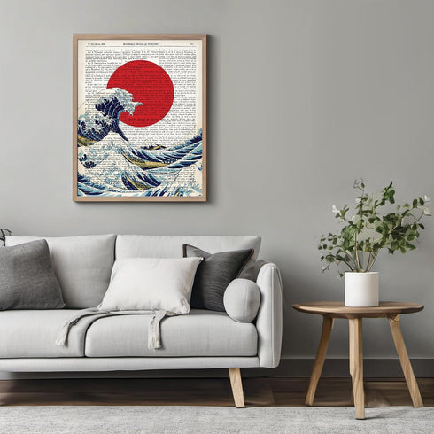 Posterizer 1 pcs-Wave off Kanagawa Japanese Dictionary Art-Abstract & Modern Art-Retro Art- Gift for Men Women Entrepreneur Teens-Decor for Home &...