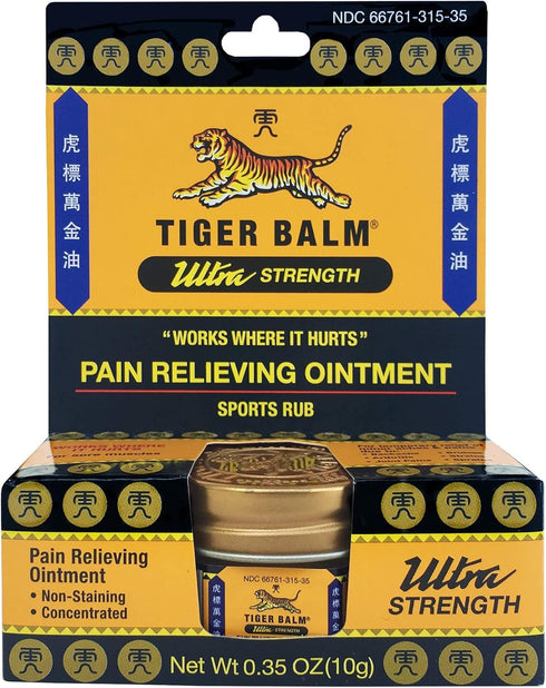 Tiger Balm Pain Relieving Ultra Strength, 10g – Soothing Ointment – Ultra Strength Muscle Rub – Tiger Balm Ointment – Non-Staining Sports Muscle R...