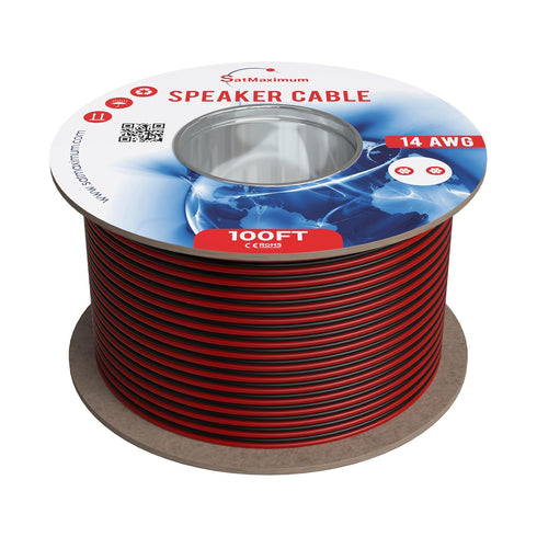 Cables Direct Online Speaker Cable 25FT 14AWG 2 Conductors (14/2) CL3 Rated CCA (Copper Clad Aluminum) Black and Red Jacket Compatible with Low Vo...