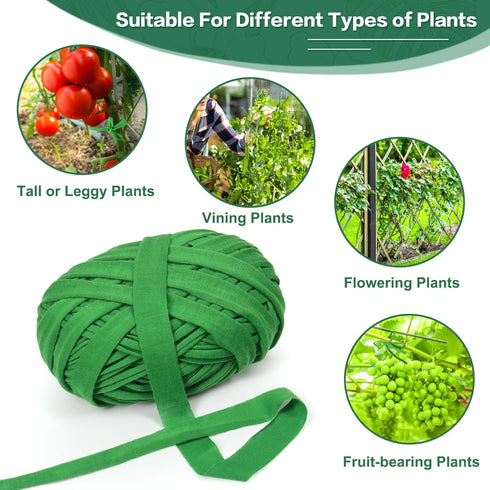 Tenn Well Cloth Plant Ties, 2 Roll 196 Feet Green Tomato Ties Stretchy Garden Twine for Climing Plants, Fruit Trees, Flowers, Gardeners (98 Feet/R...