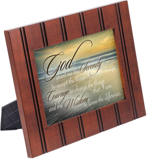 Cottage Garden Serenity Prayer Ocean Waves 8x10 Woodgrain Framed Art Wall Plaque Sign...