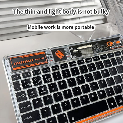 Portable Bluetooth Keyboard 7-Colors RGB Backlit Mini Keyboard, Rechargeable Ultra-Slim Tablet Keyboard for Windows/IOS/Android-Transparent Pink...