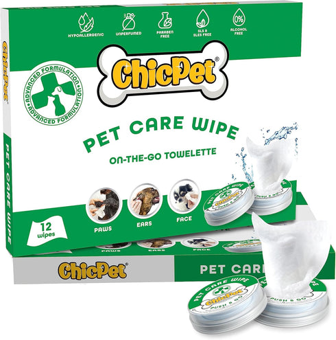 Push and User-Ready, On-The-Go Unscented Dog Wipes, Hypoallergenic Grooming Wipes Cleaning for Easy Use for Paws, Body and Butt, Pet Wipes Good fo...