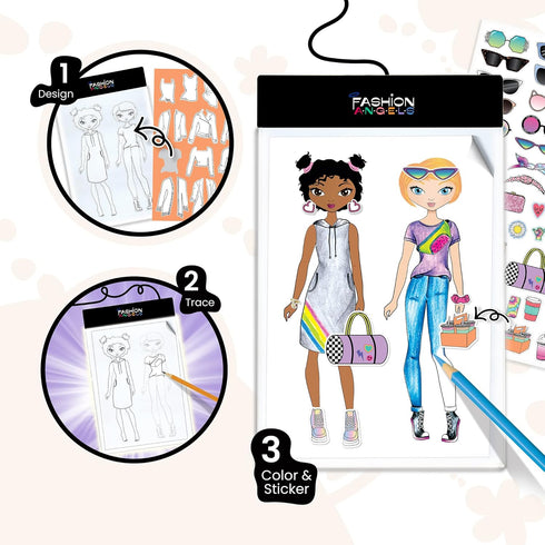 Fashion Angels Fashion Design Light Up Sketch Pad 12521, Light Up Tracing Pad, Includes USB, Ultra Thin Tablet, Includes Stencils and Stickers, Re...