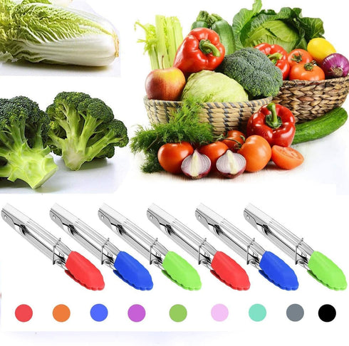 Premium Kitchen Tongs with Silicone Tip,Mini Metal Cooking Tongs 7 Inch Serving Tongs,Non-Stick,Stainless Steel,Heat Resistant Locking Cooking Ton...