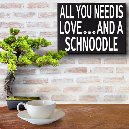 JennyGems All You Need Is Love and a Schnoodle Wooden Sign, Schnoodle Gifts, Shelf Decor and Wall Hanging, Made in USA...