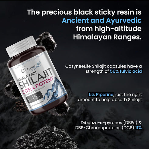 SHILAJIT Pure Himalayan, Natural, Organic - 90 Count | 5% Piperine | 56% FULVIC Acid for Maximum Potency | 85+ Trace Minerals | Metabolism, Energy...
