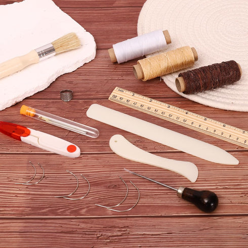22 Pcs Hand Bookbinding Tools,Bookbinding Kit Starter Tools Set Bone Folder Paper Creaser Curved Needles Wax Thread Glue Brush Awl Ruler DIY Book ...