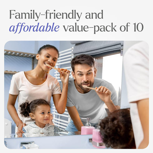 Bamboo Toothbrushes Medium Bristles 10 Pack - BPA Free Medium Bristles Toothbrushes for Adults | Eco-Friendly, Compostable & Biodegradable Toothbr...