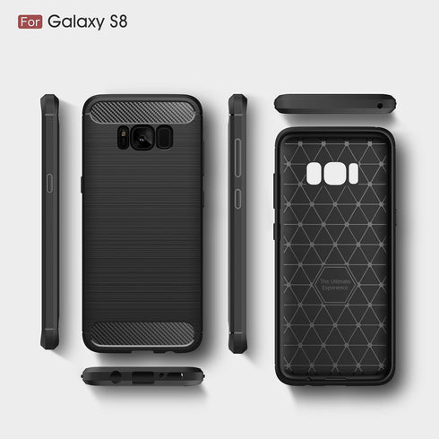 Compatible with Samsung Galaxy S8 Carbon Fiber Soft TPU Brushed Line Basic Phone Back Case Cover (Blue)...