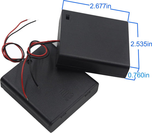 (Pack of 2 4 AA Battery Holder with Switch, 6V Battery Holder with Switch, 4X 1.5V AA Battery Holder with Leads and Switch...