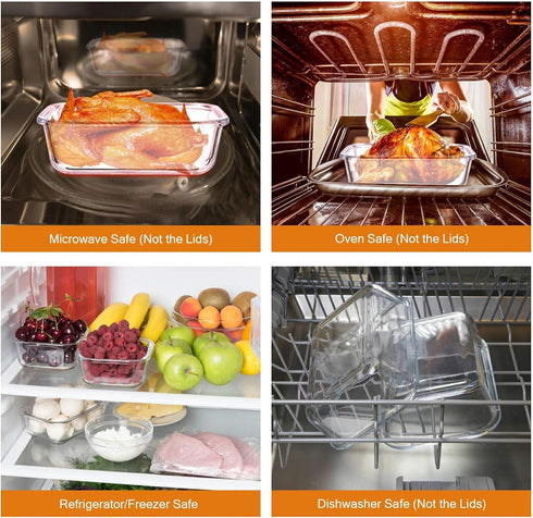 YEBODA Glass Food Storage Containers with Airtight Snap Locking Lids BPA Free Meal Prep Container Set For Home Kitchen Restaurant - Freezer, Micro...
