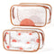 Y1tvei Boho Sun Makeup Bag - 2Pcs Brown Boho Sunshine Ray Transparent Print Clear Cosmetic Toiletry Bag Small Plastic Waterproof Portable Carry Po...