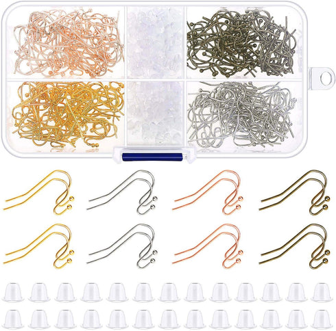 Earring Hooks, Audab 480pcs Earring Making Kit Includes 240pcs French Earring Hooks Ear Wire and 240pcs Earring Backs for Jewelry Making Supplies ...