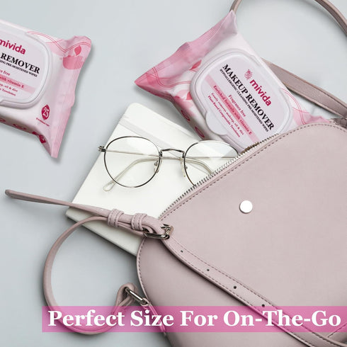 mivida Hypoallergenic Makeup Remover Wipes 2 Pack of 25 Count | Facial Cleansing Make up Remover Face Wipes with Vitamin E | Fragrance Free, Alcoh...