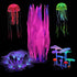 Lpraer 5 Pack Glow Aquarium Decorations Kelp Coral Mushroom Sun Flower Jellyfish Simulation Glow Plant Glowing Effect Silicone for Fish Tank Decor...