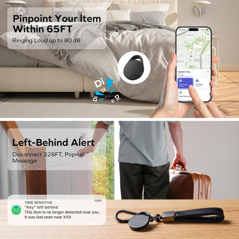 Momax Tracker Electronics Key Finder Luggage Tracker Smart Tag for Key, Backpack, Wallet, Pets Works with Apple Find My (iOS Only) and Global Sear...