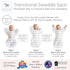Amazing Baby Transitional Swaddle Sack with Arms Up Half-Length Sleeves and Mitten Cuffs, Medium, 3-6 months, 14-21 lbs, Tiny Elephants, Sterling ...