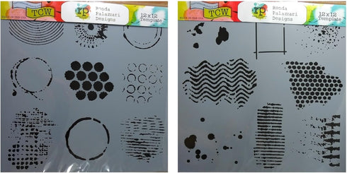 2 Crafters Workshop Large Mixed Media Stencils | 12 Inch X 12 Inch Templates | for Journaling, Scrapbooking, Card Making | To Make Texture, Batik,...