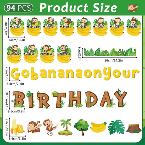 Jungle Theme Monkey Birthday Bulletin Board Set Classroom Happy Birthday Chart Cutouts Safari Decorations for Calendars Bulletin Boards Wall Presc...