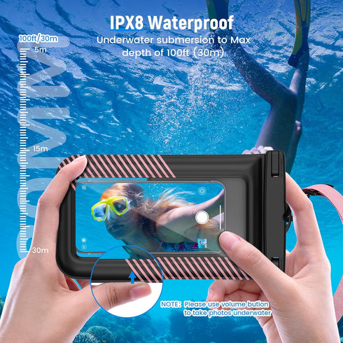 2 Pack Floating Waterproof Phone Pouch Up to 9.0", Large IPX8 Waterproof Phone Case Dry Bag with Detachable Lanyard for iPhone 15/14/13 Pro Max/Ga...
