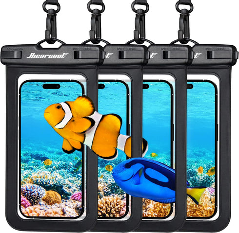 Hiearcool Waterproof Pouch for iPhone, Waterproof Phone Bag Travel Essentials Cruise Accessories Must Haves-4Pack Black...