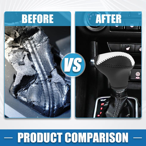 Car Shift Boot Cover Gear Knob Shifter Boot for Kia Sportage 2011-2016 Faux Leather Black White...