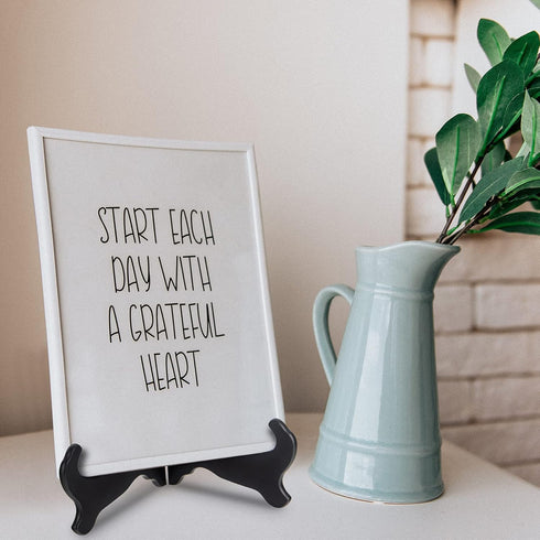 4 pcs 7 Inch Wooden Display Stand Plate Holder Easels Dish Rack Photo Frame Holder for Wedding Decorations, Birthday Party and Home Decoration,Bla...