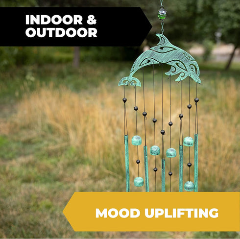 VP Home 28.5" H Tribal Dolphin Wind Chimes for Outside Unique Tribal Dolphin Windchimes for Outdoor Decorations Garden Decor Dolphin Cimes for Wom...