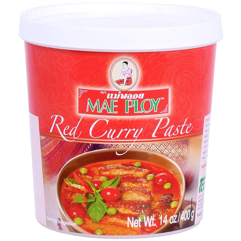 Mae Ploy Red Curry Paste, Authentic Thai Red Curry Paste For Thai Curries And Other Dishes, Aromatic Blend Of Herbs, Spices And Shrimp Paste, No M...