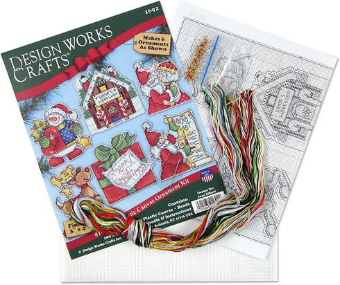 Tobin Santas Workshop Makes Cross Stitch Ornament Kit, 3"x4" 14 Count Set of 6...