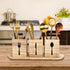 Kathfly 4 Pcs Silverware Caddy Utensil Holder for Countertop Silverware Organizer with Wood Tray Spoon Fork Holder for Kitchen Parties(Brown)...