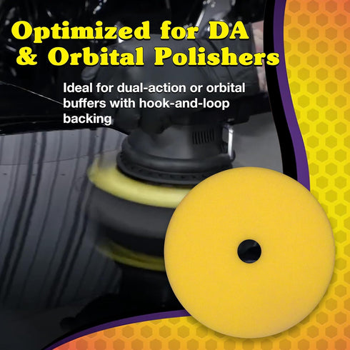 Wizards 11204 Yellow Foam Cut Buffing Pad – Polishing Pad for Orbital Buffer – Auto Paint Correction – Vehicle Detailing DA Attachment – Compound ...