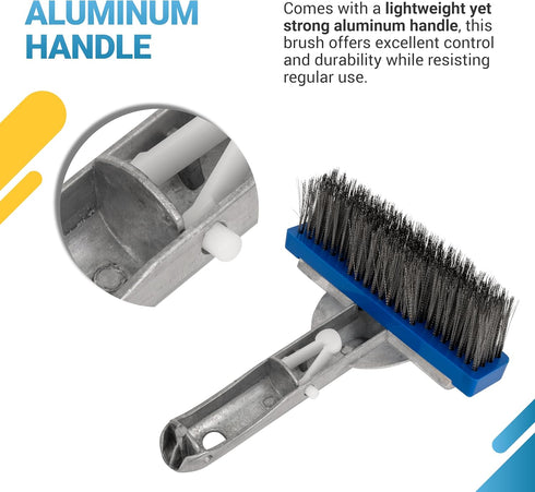 Canamax Heavy Duty 5in Pool Brush - Aluminium Handle with Stainless Steel Bristle Wire - 5" Swimminh Pool Brush, High-Efficiency for Pool Walls, T...