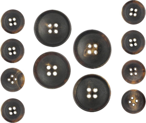 Bezelry Dark Brown Genuine Horn Blazer Button Set. 4 Pcs of 23mm, 8 Pcs of 15mm...