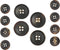 Bezelry Dark Brown Genuine Horn Blazer Button Set. 4 Pcs of 23mm, 8 Pcs of 15mm...