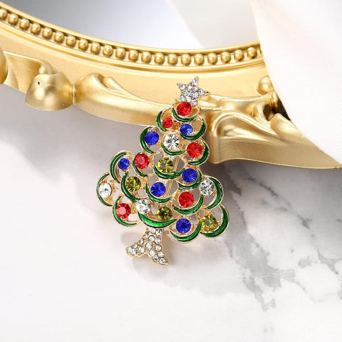 BriLove Women's Vintage Inspired Crystal Merry Christmas Holiday Wreath Brooch Pin...